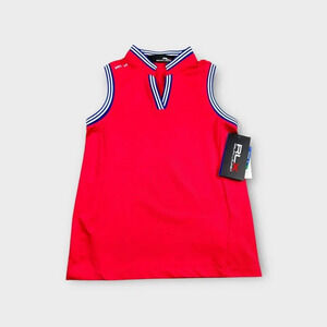 RLX Ralph Lauren Youth Girls Kids Sleeveless Polo Shirt Red Size 6 New